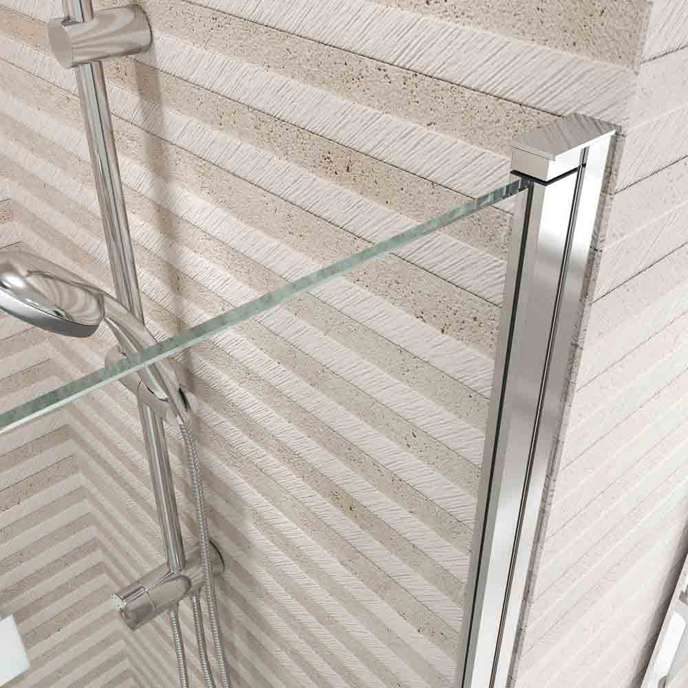 Mampara de ducha frontal OPEN 1 puerta SERIGRAFIA abatible a medida acabado CROMO BRILLO - Imagen 4