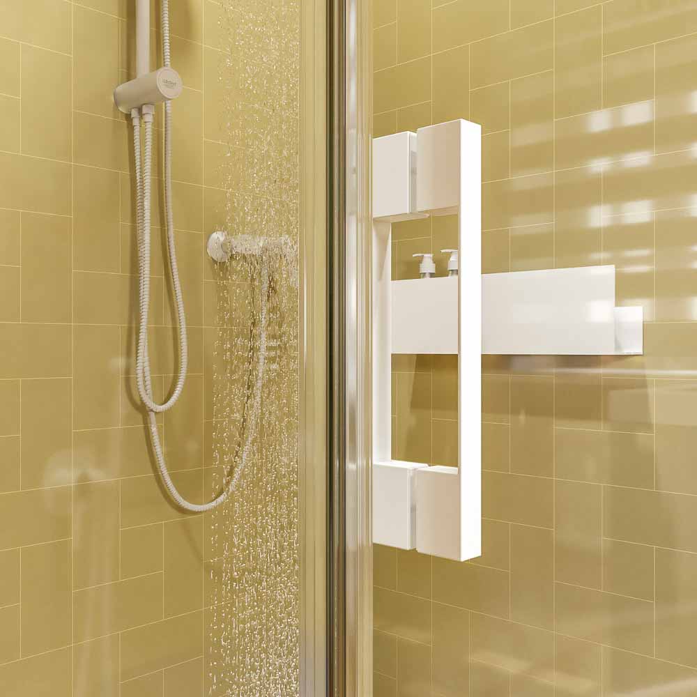 Mampara de ducha cuadrada OPEN 1 fijo - 1 puerta abatible Fabricada a medida. BLANCO MATE - Imagen 3