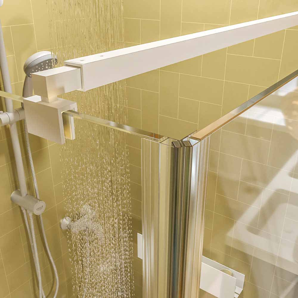 Mampara de ducha cuadrada OPEN 1 fijo - 1 puerta abatible Fabricada a medida. BLANCO MATE - Imagen 4