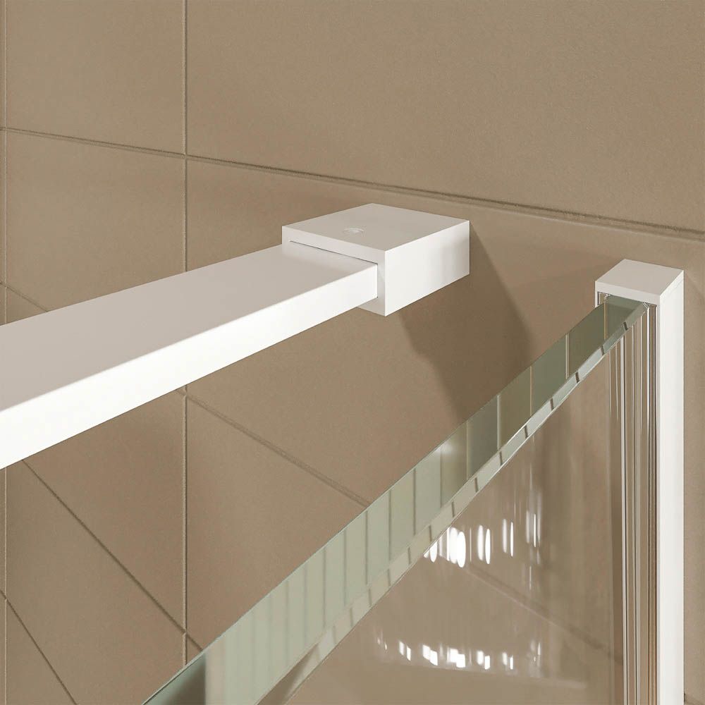 Mampara de ducha frontal OPEN 1 fijo - 1 puerta abatible a medida acabado BLANCO MATE - Imagen 5