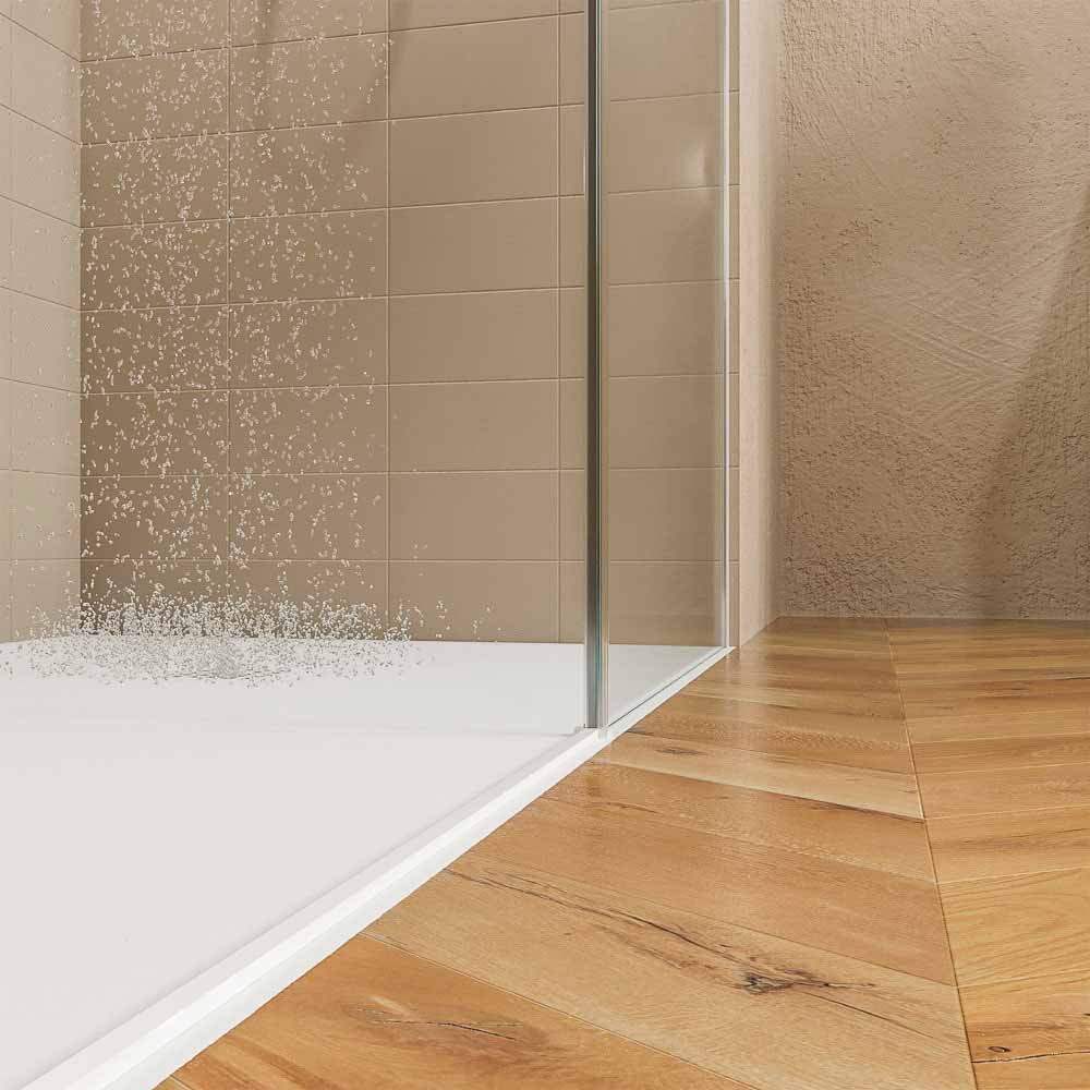 Mampara de ducha frontal OPEN 1 fijo - 1 puerta abatible a medida acabado BLANCO MATE - Imagen 4