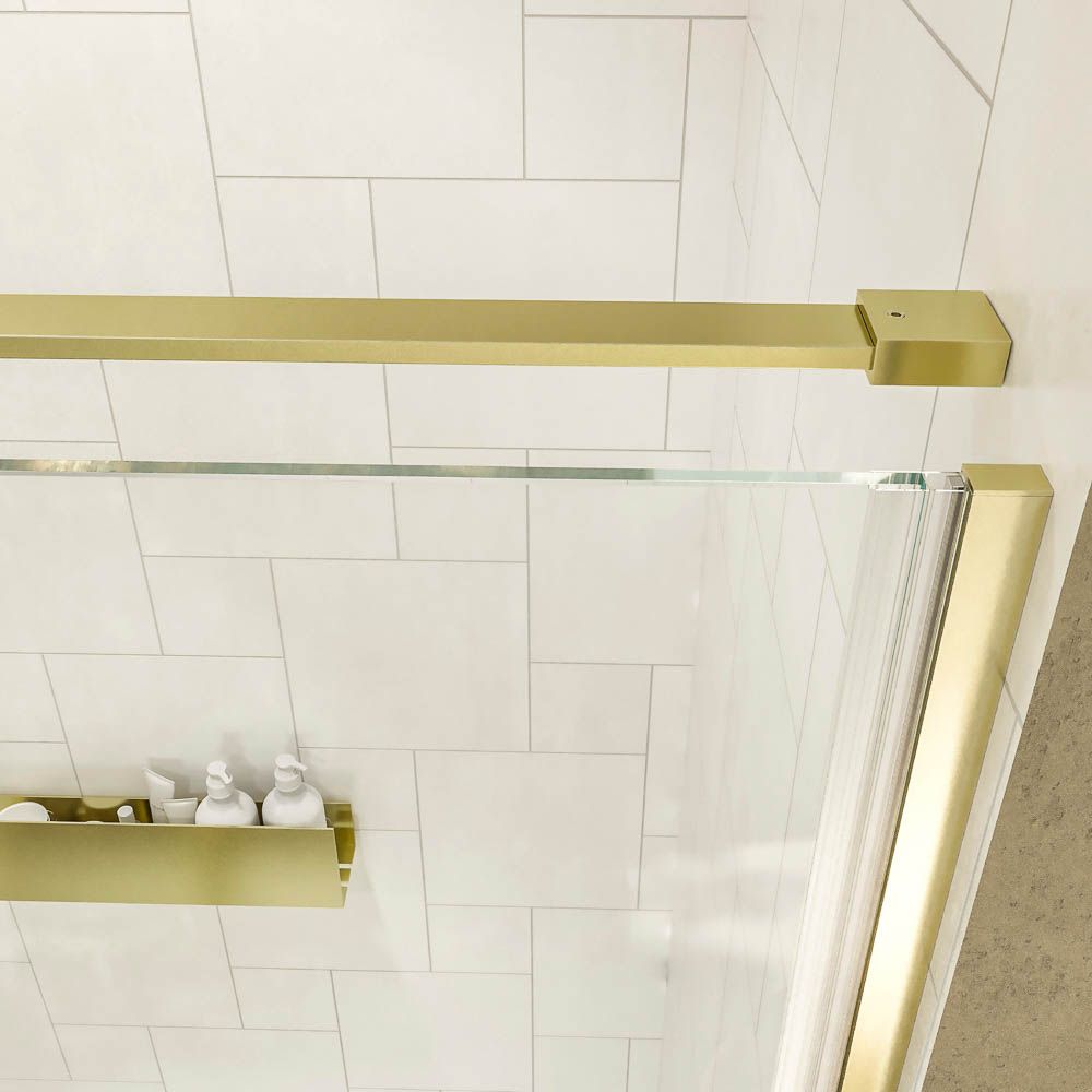 Mampara de ducha frontal OPEN 1 fijo - 1 puerta abatible a medida acabado ORO MATE - Imagen 6