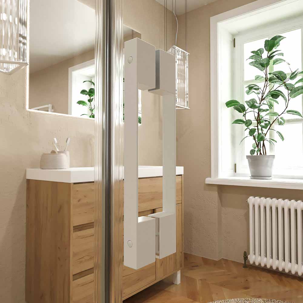 Mampara de ducha frontal OPEN 1 fijo - 1 puerta abatible a medida acabado BLANCO MATE - Imagen 2