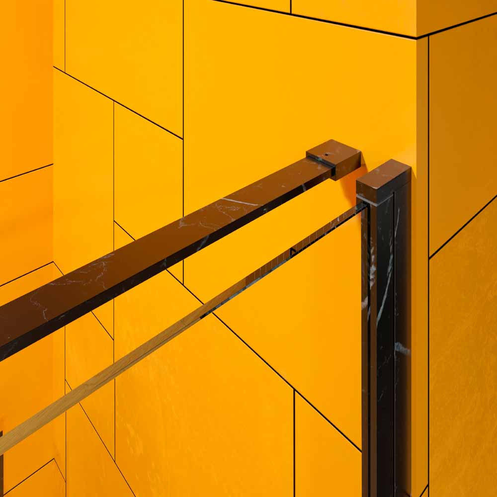 Mampara de ducha rectangular OPEN 2 fijos - 1 puerta abatible a medida. NEGRO MARQUINA - Imagen 4