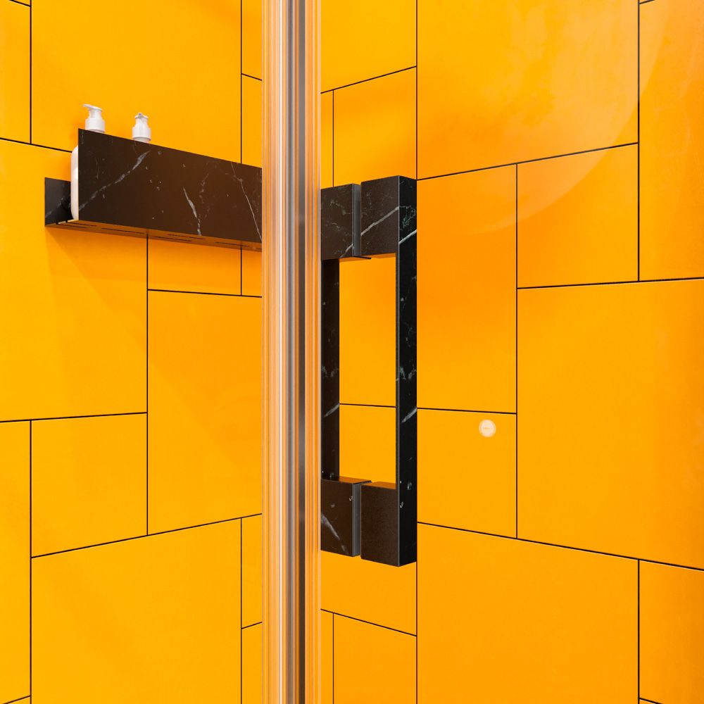 Mampara de ducha rectangular OPEN 2 fijos - 1 puerta abatible a medida. NEGRO MARQUINA - Imagen 2