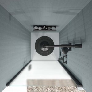 Mampara de ducha frontal OPEN 1 puerta cristal MATE abatible a medida acabado NEGRO MATE