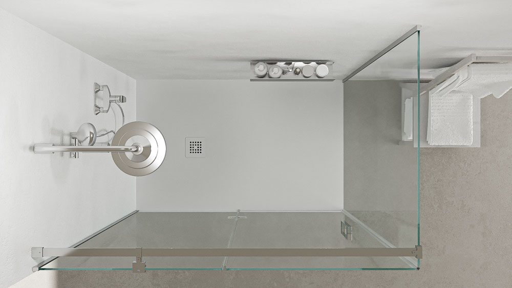 Mampara de ducha rectangular SILEX 2 fijos - 1 puerta abatible a medida CROMO BRILLO - Imagen 5