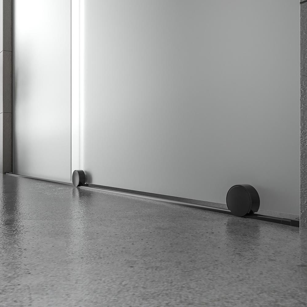 Mampara de ducha ANDREA frontal 1 fijo- 1 puerta corredera VIDRIO MATE rueda inferior . Acabado NEGRO MATE - Imagen 3