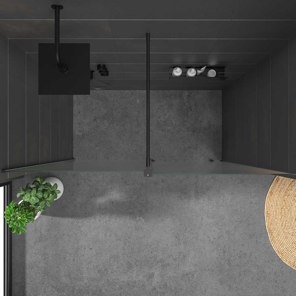 Mampara de ducha ANDREA frontal 1 fijo- 1 puerta corredera VIDRIO MATE rueda inferior . Acabado NEGRO MATE - Imagen 7