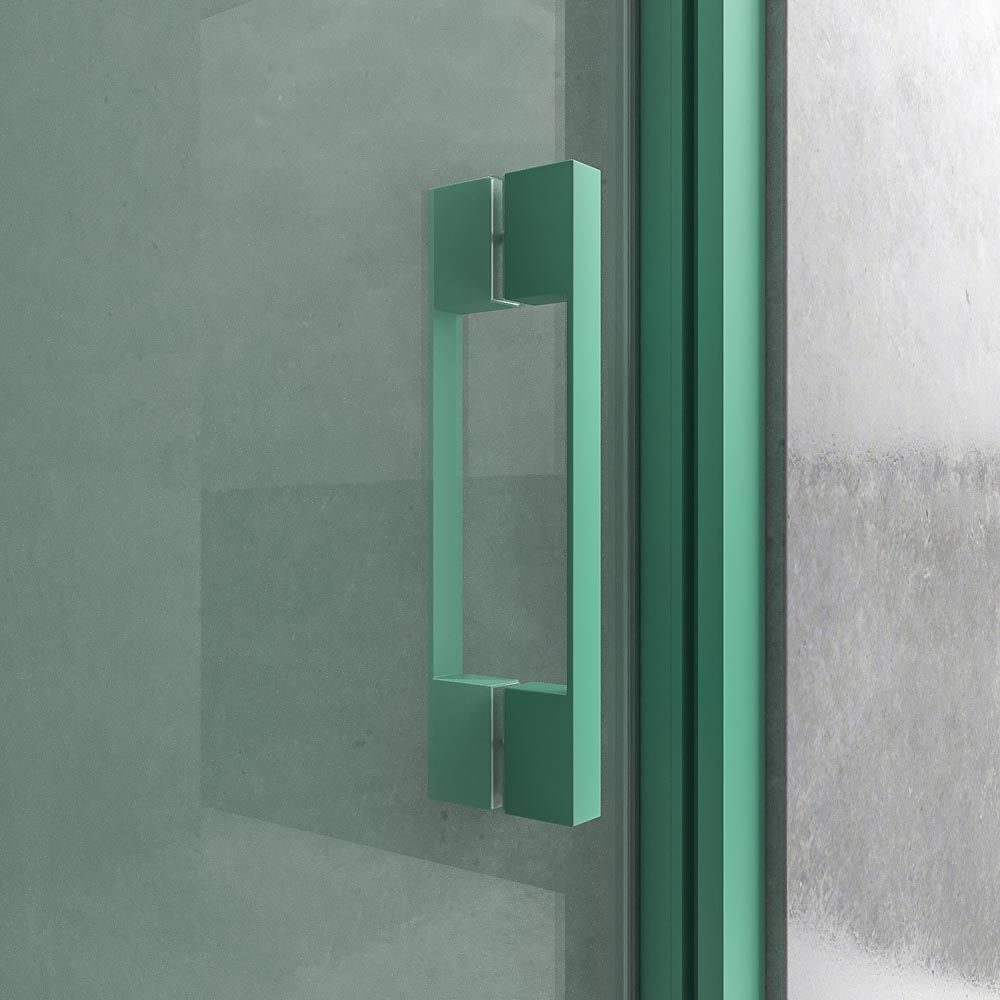 Mampara de ducha frontal LINEA1 fijo -1 puerta corredera. Sin perfil inferior. Acabado VERDE PATINA - Imagen 3