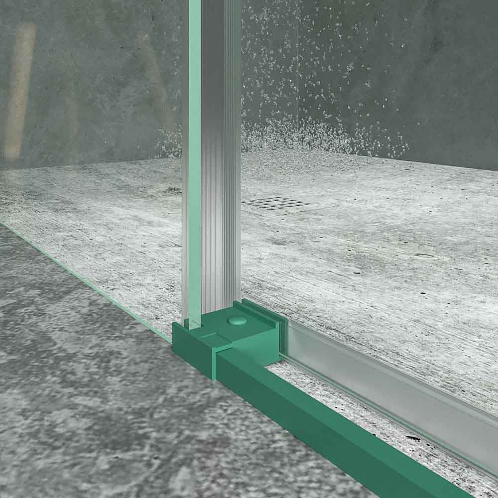 Mampara de ducha frontal LINEA1 fijo -1 puerta corredera. Sin perfil inferior. Acabado VERDE PATINA - Imagen 2