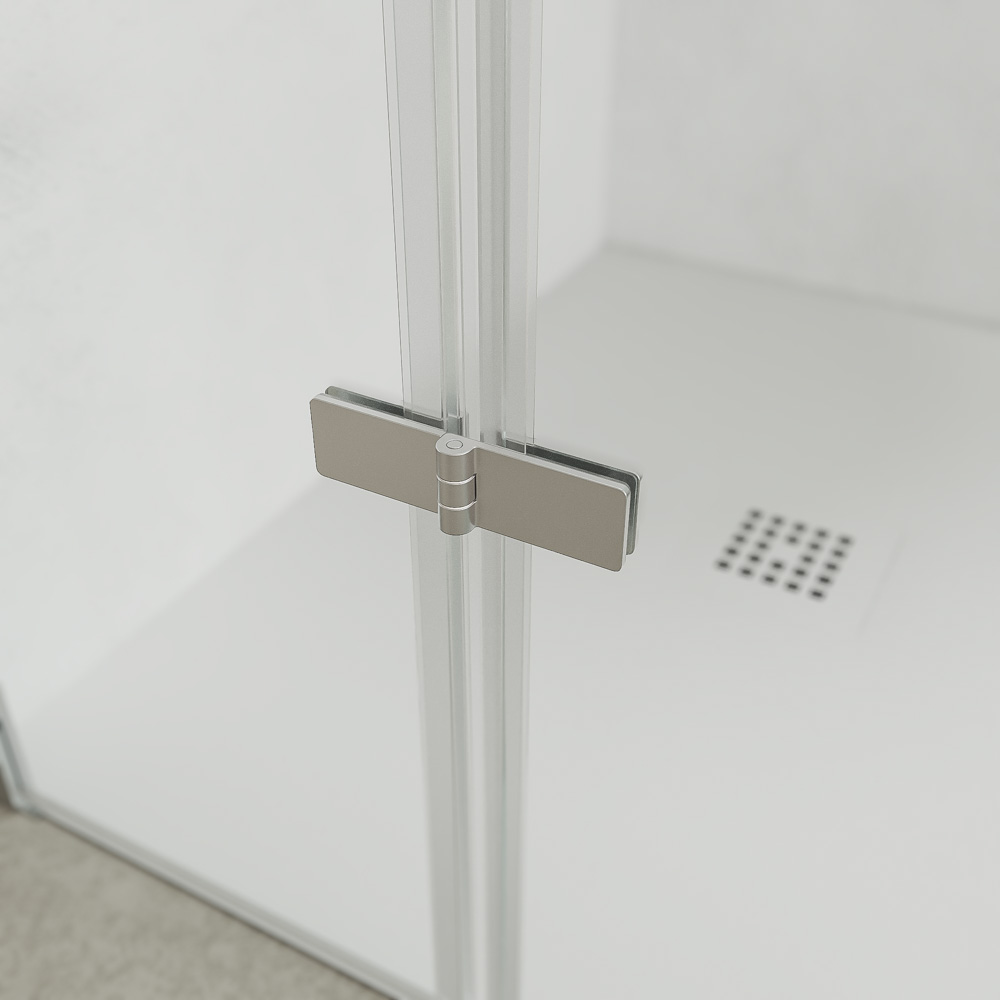 Mampara de ducha rectangular SINTESIS 1 fijo - 1 puerta plegable fabricada a medida . CROMO BRILLO - Imagen 7