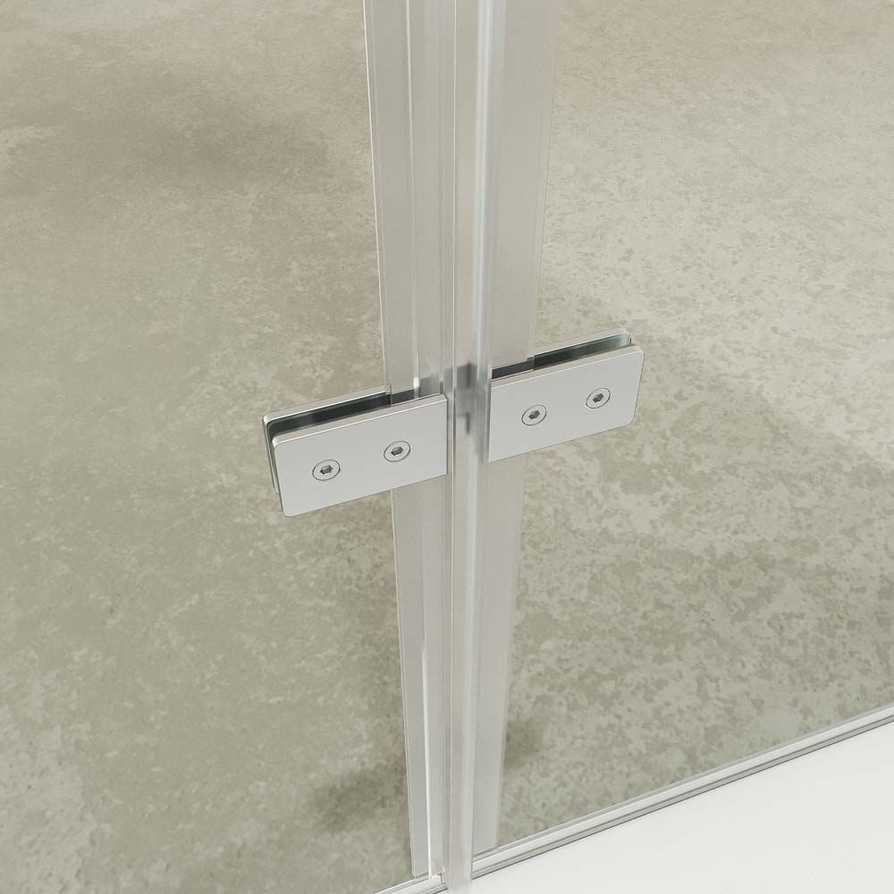 Mampara de ducha rectangular SINTESIS 1 fijo - 1 puerta plegable fabricada a medida . CROMO BRILLO - Imagen 4