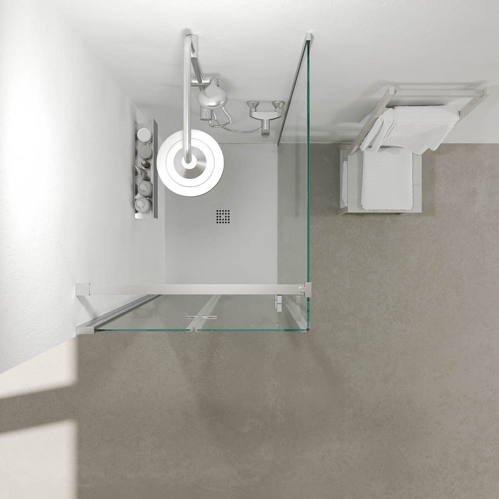 Mampara de ducha rectangular SINTESIS 1 fijo - 1 puerta plegable fabricada a medida . CROMO BRILLO - Imagen 3