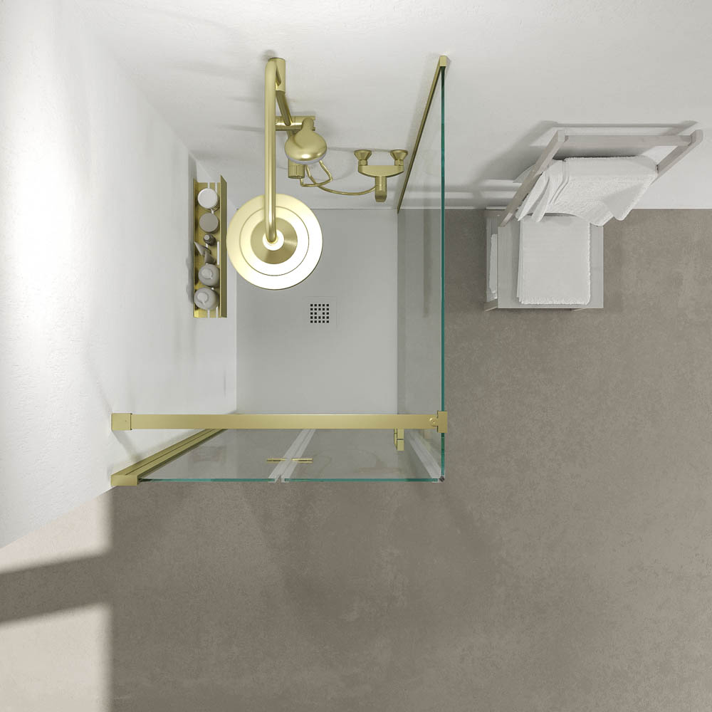 Mampara de ducha rectangular SINTESIS 1 fijo - 1 puerta plegable fabricada a medida . ORO MATE - Imagen 3