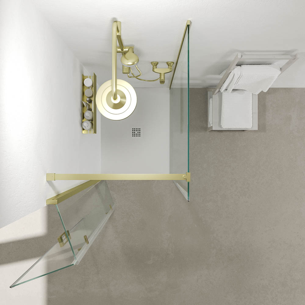 Mampara de ducha rectangular SINTESIS 1 fijo - 1 puerta plegable fabricada a medida . ORO MATE - Imagen 2