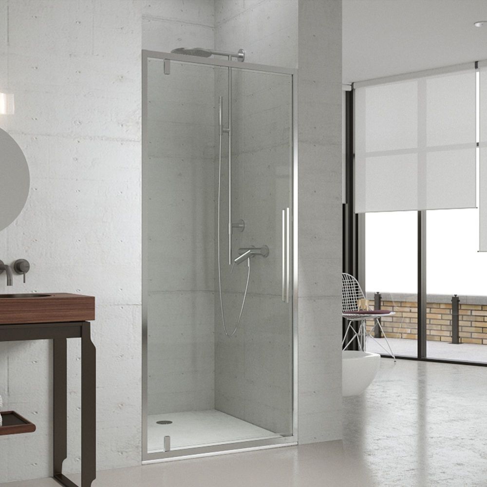 Mampara de ducha frontal 1 puerta abatible con tratamiento anti-cal. VISION AVANT