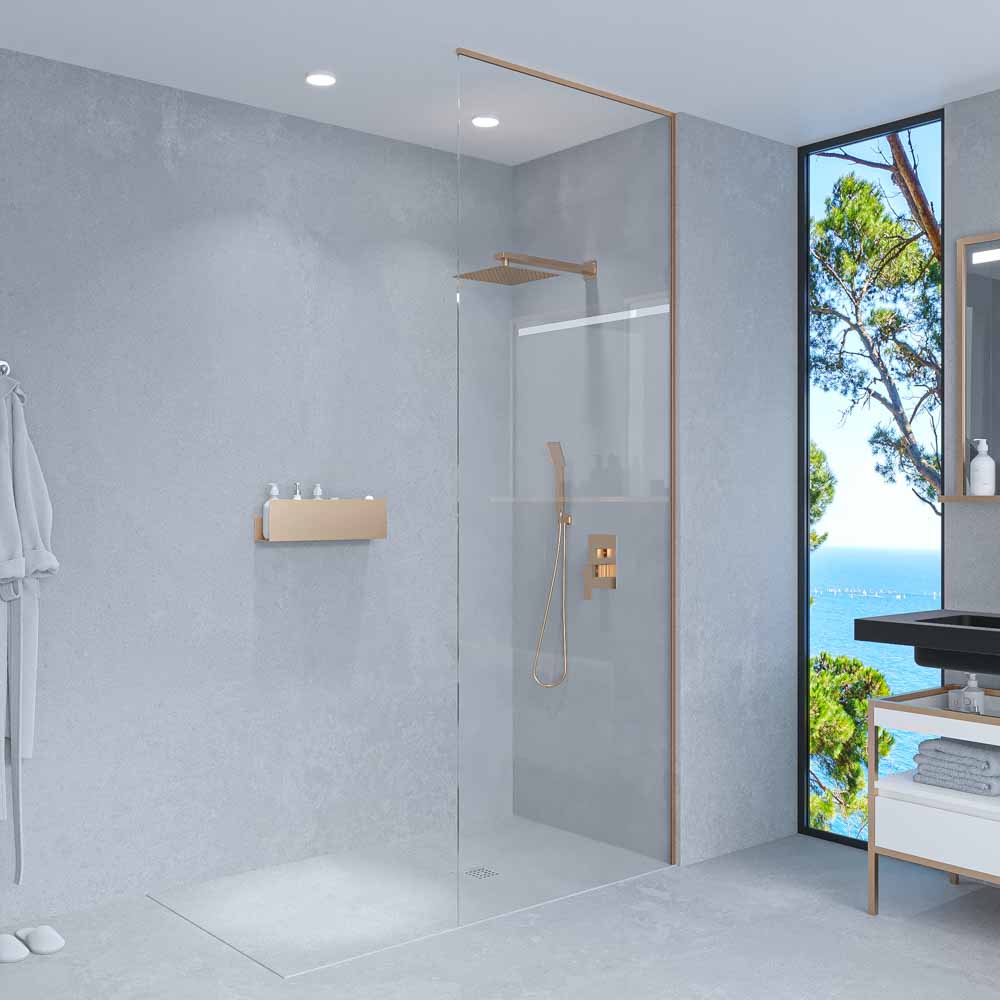 Mampara de ducha ZEN fijo a techo vidrio 8 mm fabricada a medida COBRE - Imagen 3