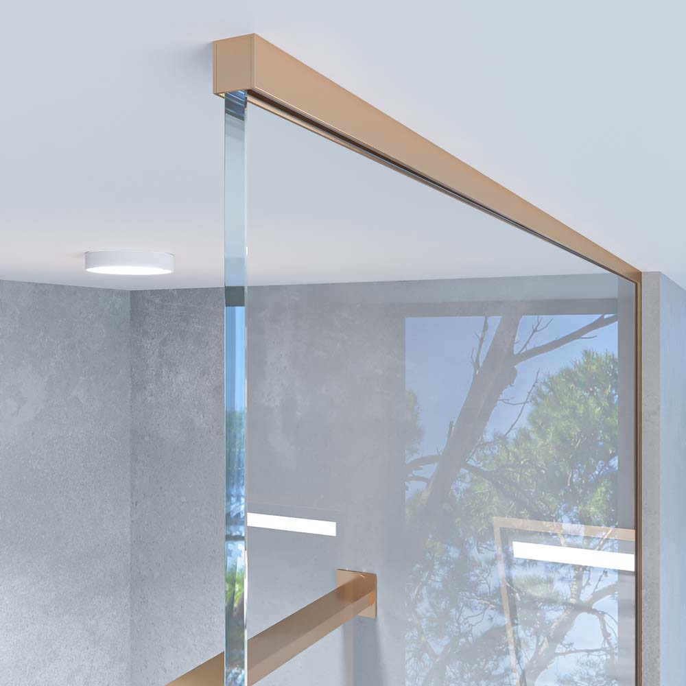 Mampara de ducha ZEN fijo a techo vidrio 8 mm fabricada a medida COBRE - Imagen 2