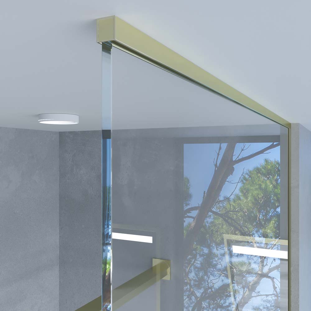 Mampara de ducha ZEN fijo a techo vidrio 8 mm fabricada a medida ORO MATE - Imagen 2