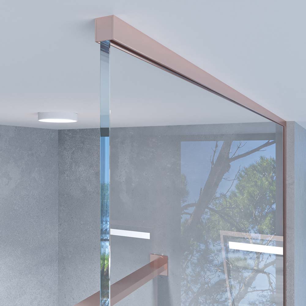 Mampara de ducha ZEN fijo a techo vidrio 8 mm fabricada a medida ORO ROSA - Imagen 3