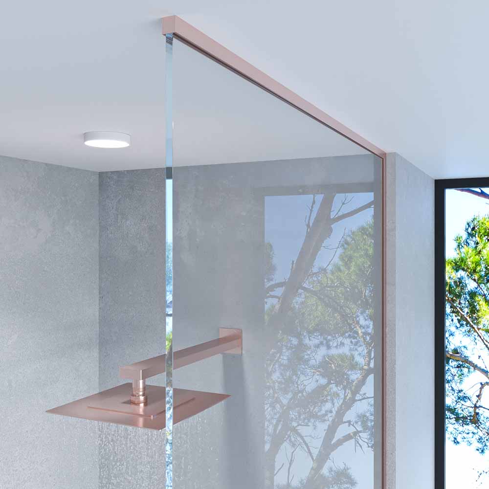 Mampara de ducha ZEN fijo a techo vidrio 8 mm fabricada a medida ORO ROSA - Imagen 2