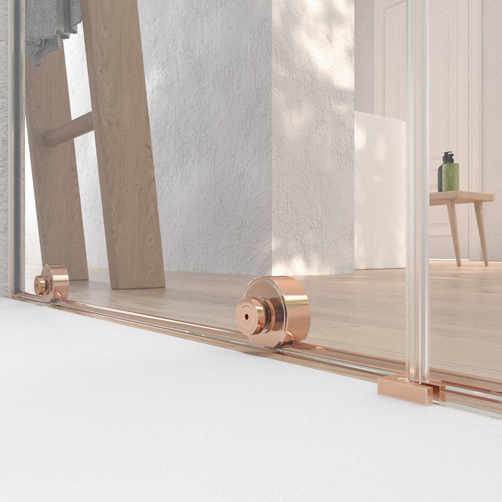 Mampara de ducha VERONA frontal 1 fijo- 1 puerta corredera sin perfil superior. Acabado COBRE MATE - Imagen 10