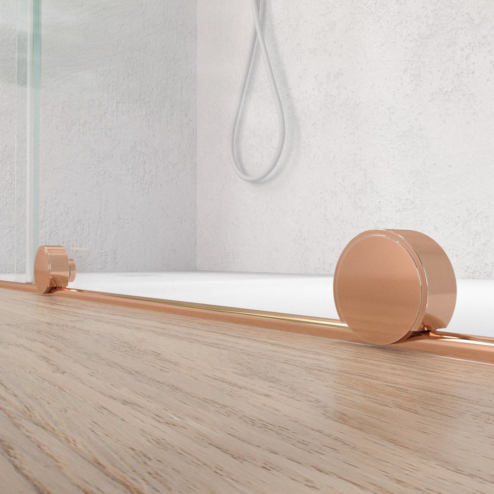 Mampara de ducha VERONA frontal 1 fijo- 1 puerta corredera sin perfil superior. Acabado COBRE MATE - Imagen 8