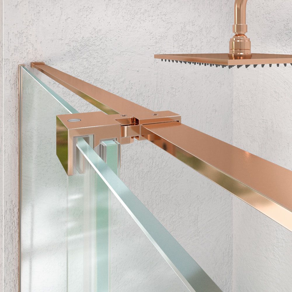 Mampara de ducha VERONA frontal 1 fijo- 1 puerta corredera sin perfil superior. Acabado COBRE MATE - Imagen 7