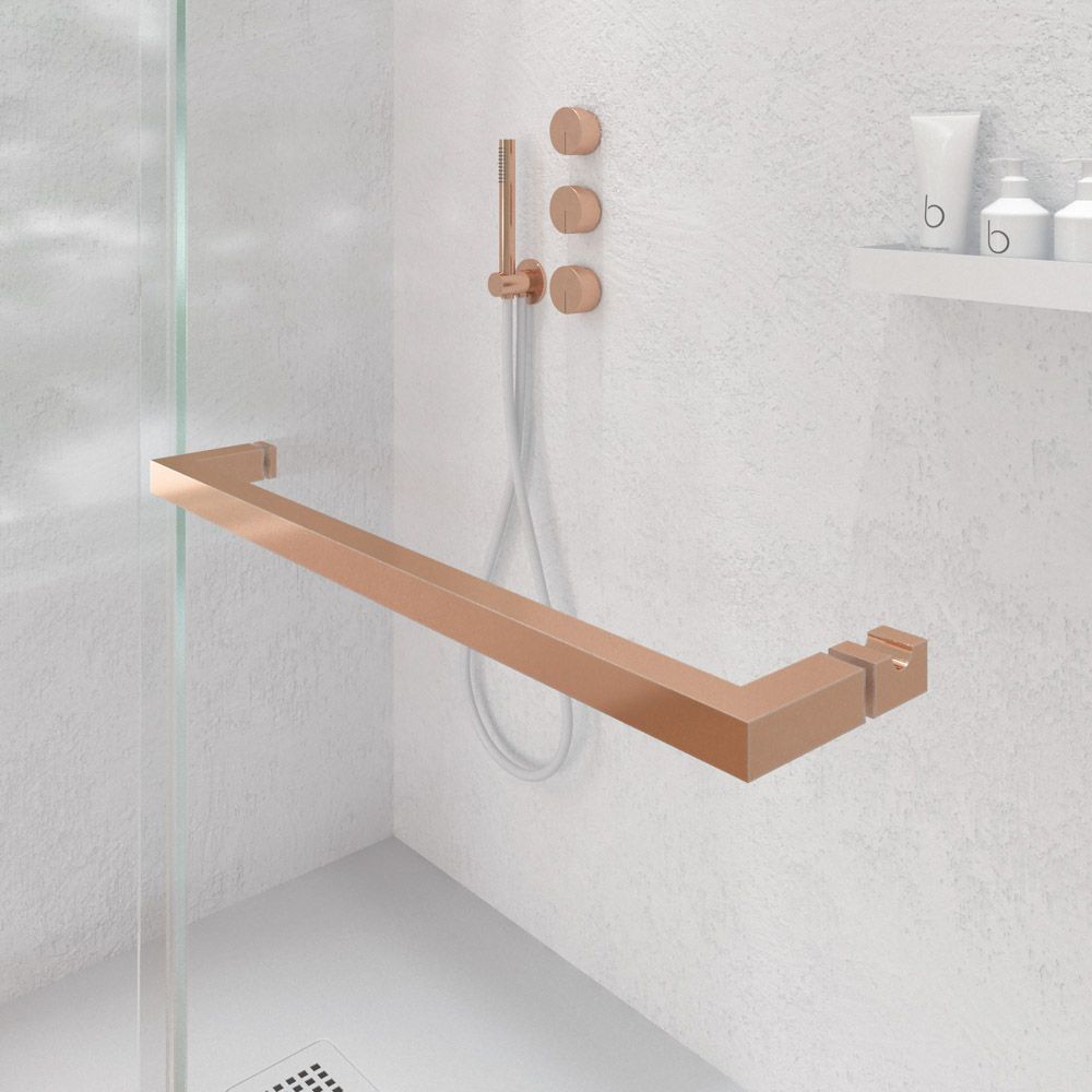 Mampara de ducha VERONA frontal 1 fijo- 1 puerta corredera sin perfil superior. Acabado COBRE MATE - Imagen 6