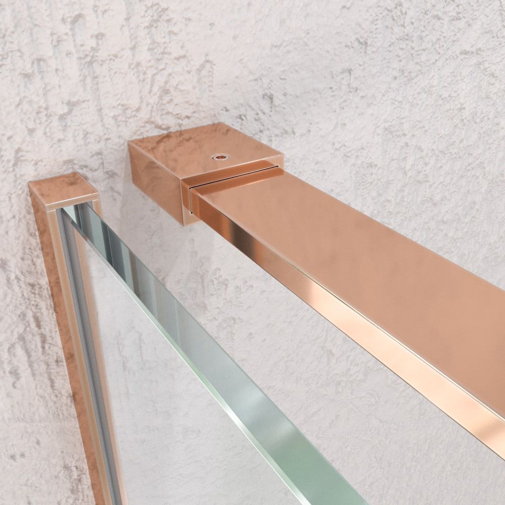 Mampara de ducha VERONA frontal 1 fijo- 1 puerta corredera sin perfil superior. Acabado COBRE MATE - Imagen 4