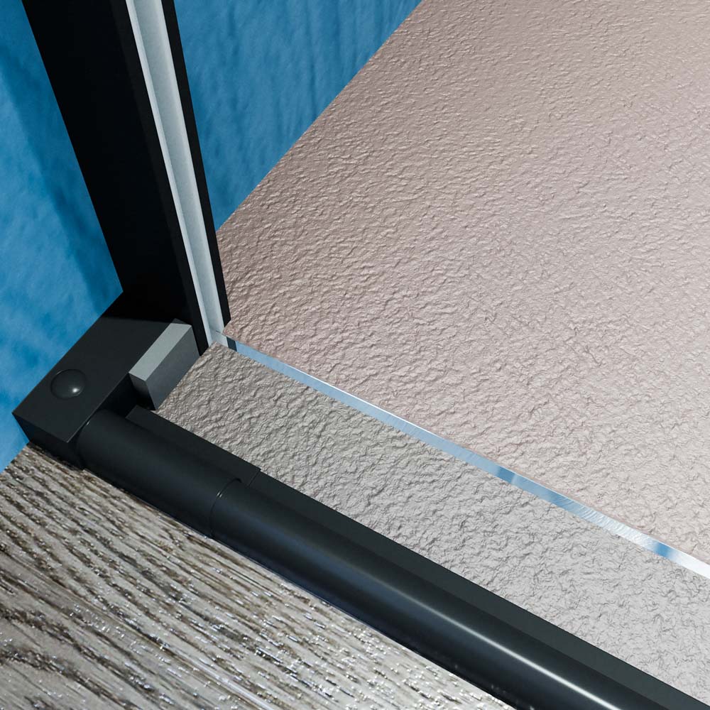 Mampara de ducha VERONA frontal 1 fijo- 1 puerta corredera sin perfil superior. Acabado NEGRO MATE - Imagen 10