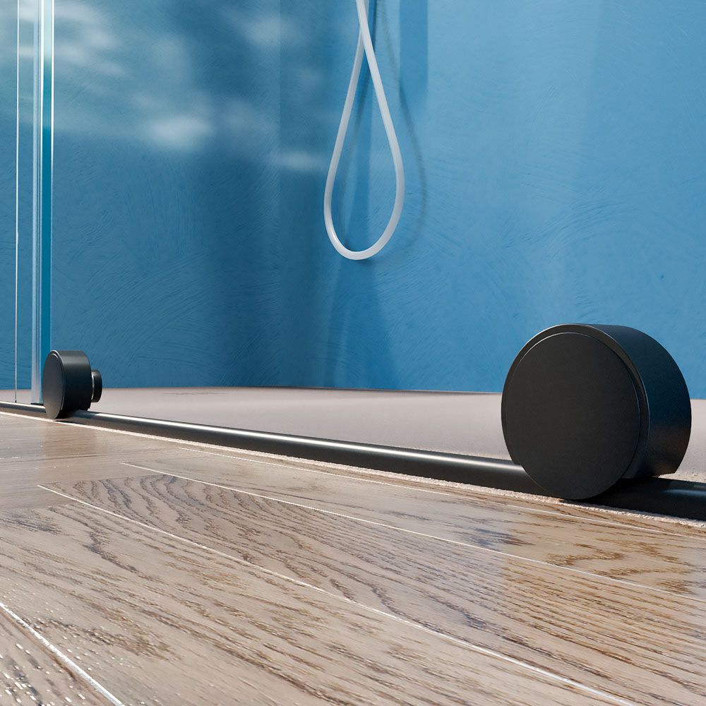 Mampara de ducha VERONA frontal 1 fijo- 1 puerta corredera sin perfil superior. Acabado NEGRO MATE - Imagen 9