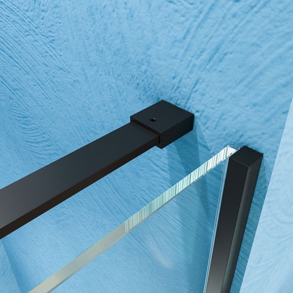 Mampara de ducha VERONA frontal 1 fijo- 1 puerta corredera sin perfil superior. Acabado NEGRO MATE - Imagen 6