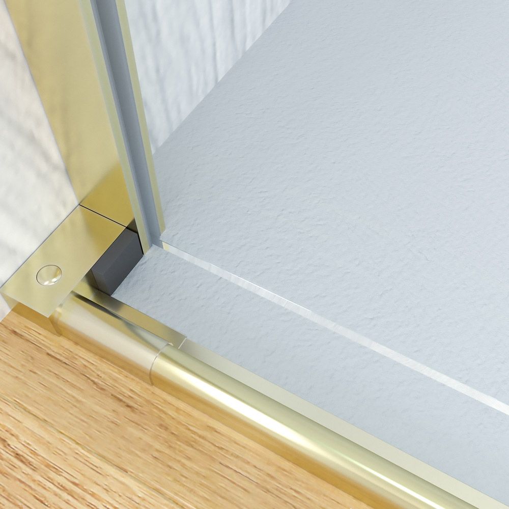 Mampara de ducha VERONA frontal 1 fijo - 1 puerta corredera sin perfil superior. Acabado ORO MATE - Imagen 9