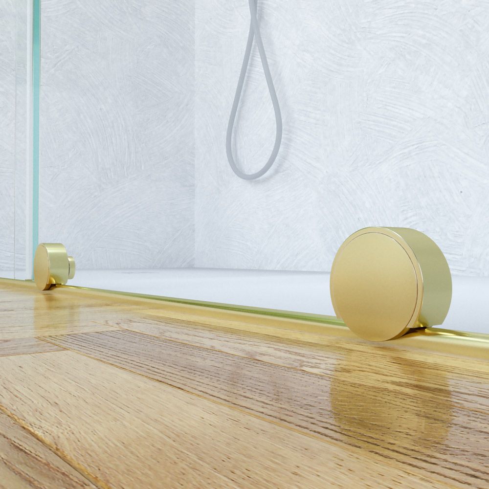 Mampara de ducha VERONA frontal 1 fijo - 1 puerta corredera sin perfil superior. Acabado ORO MATE - Imagen 7