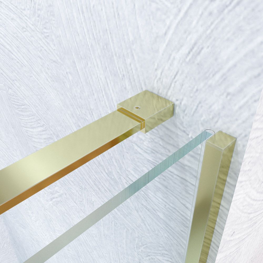 Mampara de ducha VERONA frontal 1 fijo - 1 puerta corredera sin perfil superior. Acabado ORO MATE - Imagen 4