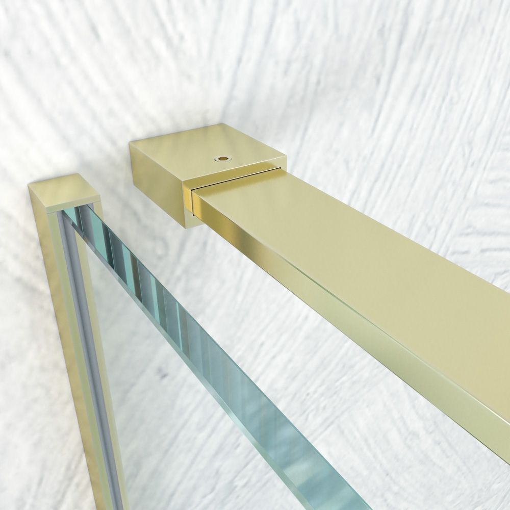 Mampara de ducha VERONA frontal 1 fijo - 1 puerta corredera sin perfil superior. Acabado ORO MATE - Imagen 3