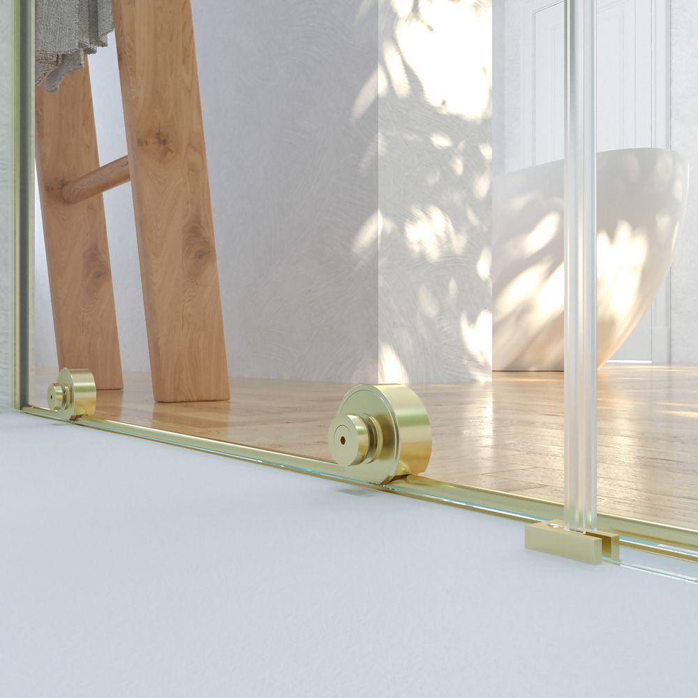 Mampara de ducha VERONA frontal 1 fijo - 1 puerta corredera sin perfil superior. Acabado ORO MATE - Imagen 2