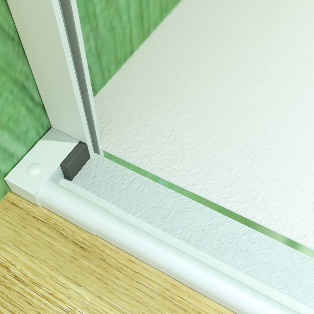 Mampara de ducha VERONA frontal 1 fijo- 1 puerta corredera sin perfil superior . Acabado BLANCO MATE - Imagen 9