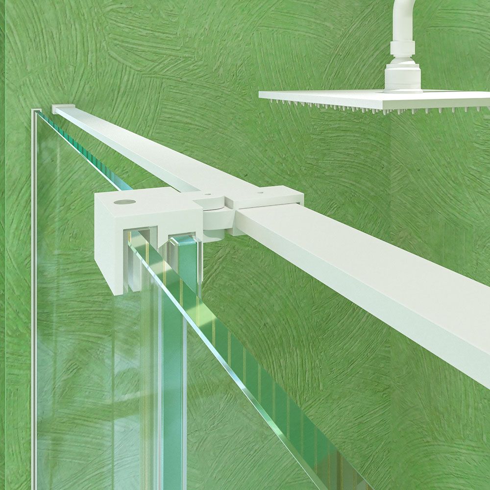 Mampara de ducha VERONA frontal 1 fijo- 1 puerta corredera sin perfil superior . Acabado BLANCO MATE - Imagen 7