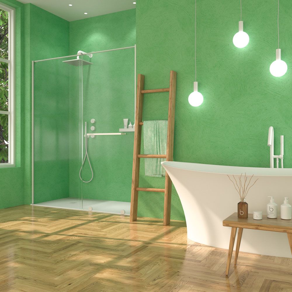 Mampara de ducha VERONA frontal 1 fijo- 1 puerta corredera sin perfil superior . Acabado BLANCO MATE - Imagen 2