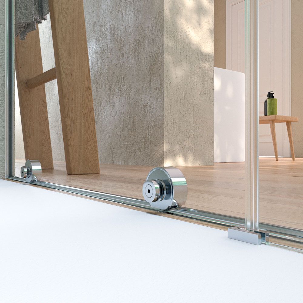 Mampara de ducha VERONA frontal 1 fijo- 1 puerta corredera sin perfil superior .Acabado CROMO BRILLO - Imagen 9