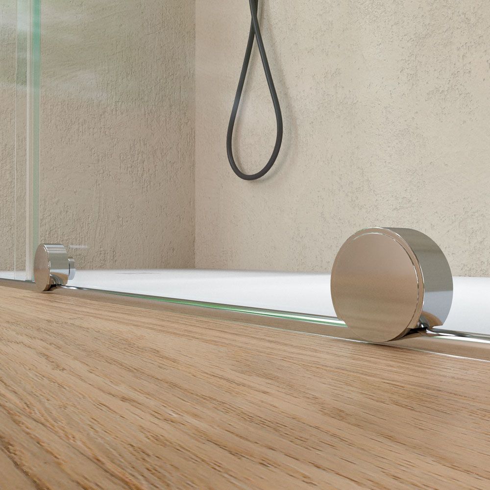 Mampara de ducha VERONA frontal 1 fijo- 1 puerta corredera sin perfil superior .Acabado CROMO BRILLO - Imagen 7