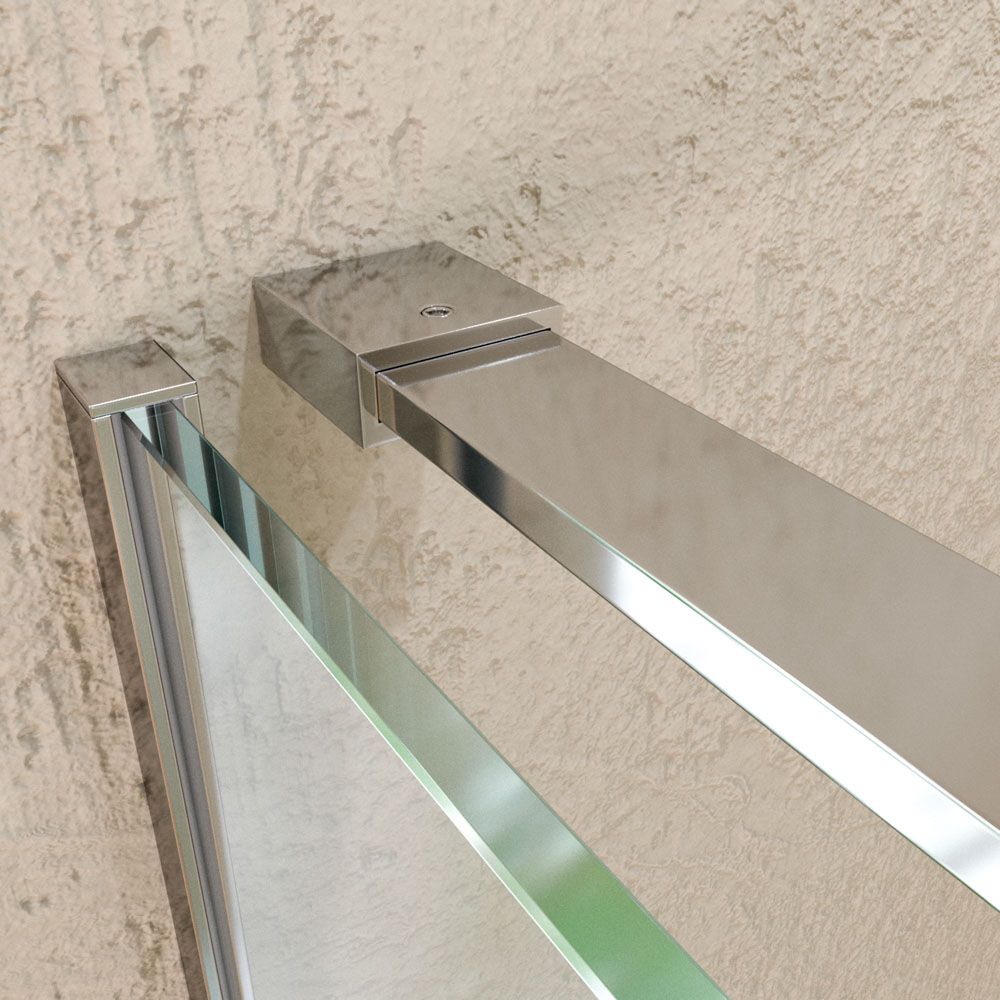 Mampara de ducha VERONA frontal 1 fijo- 1 puerta corredera sin perfil superior .Acabado CROMO BRILLO - Imagen 4