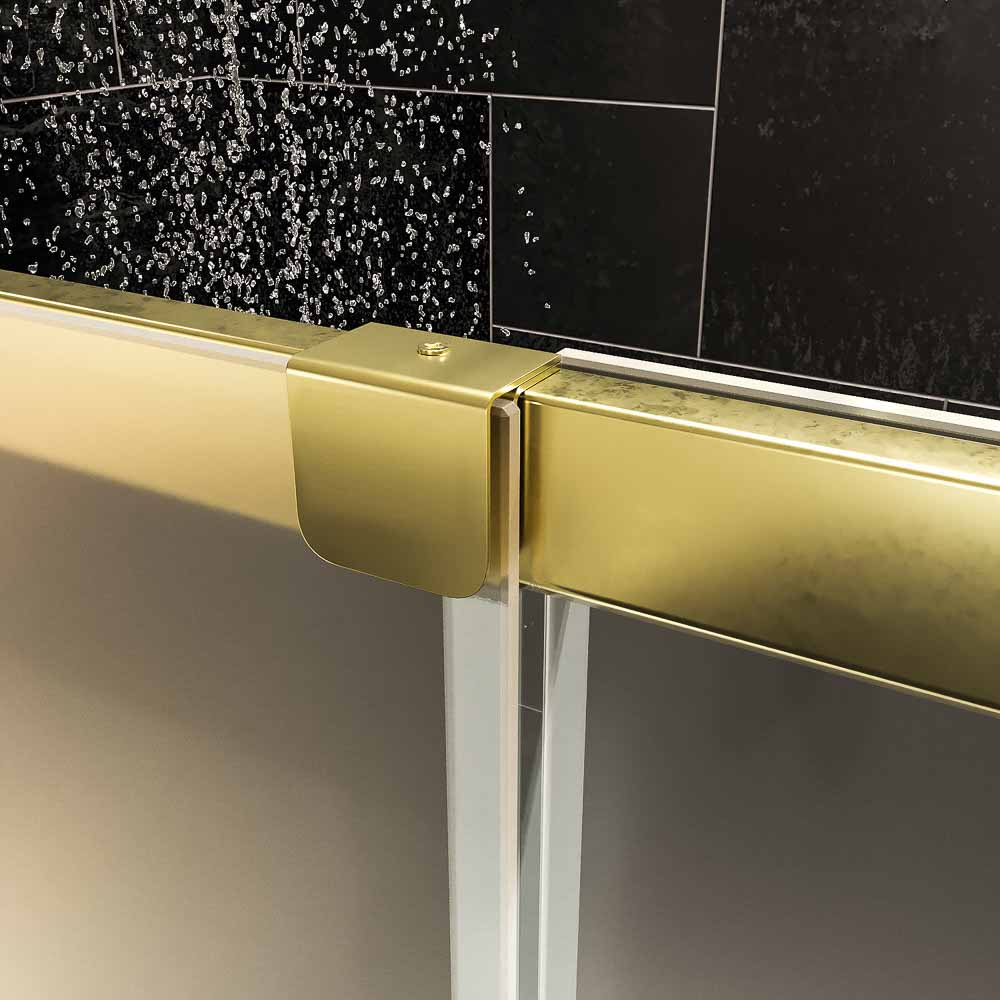 Mampara de ducha AXER frontal 1 fijo - 1 puerta corredera vidrio mate 6 mm. ACERO INOXIDABLE acabado ORO MATE - Imagen 5