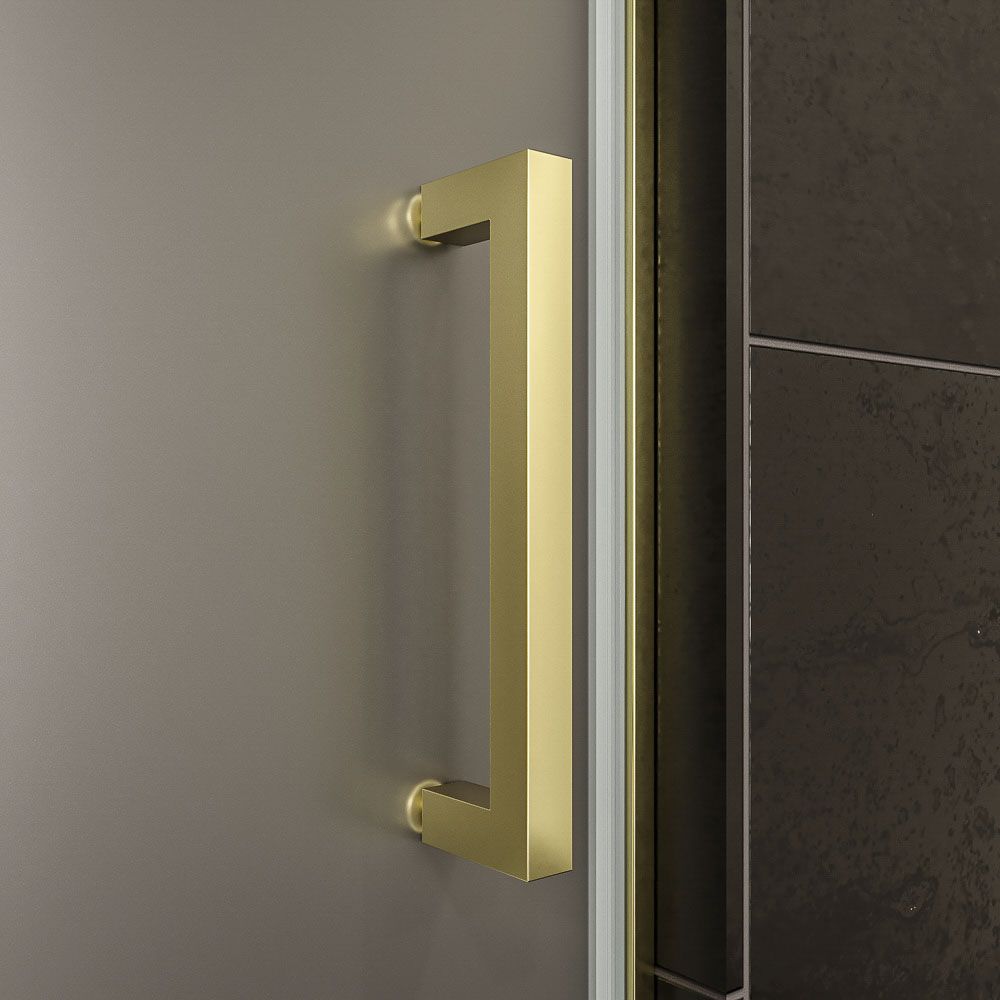 Mampara de ducha AXER frontal 1 fijo - 1 puerta corredera vidrio mate 6 mm. ACERO INOXIDABLE acabado ORO MATE - Imagen 4