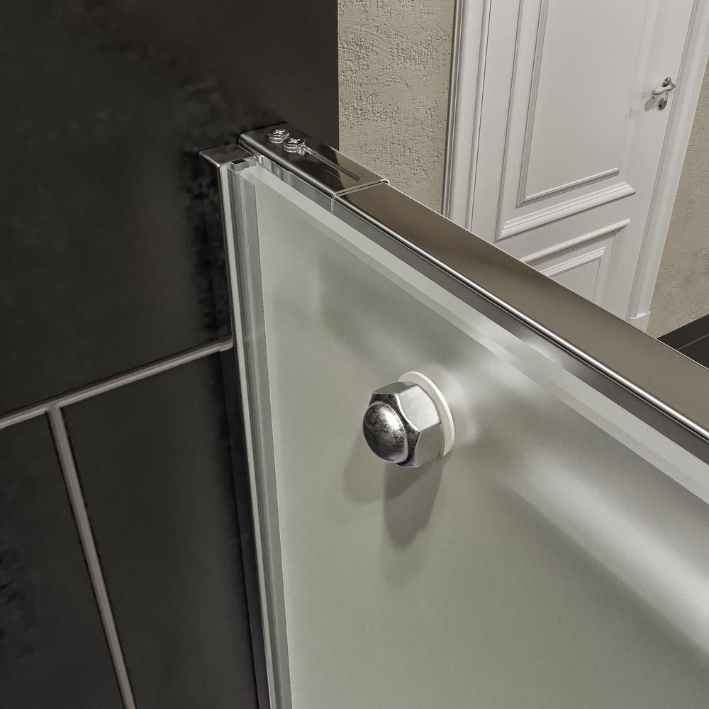 Mampara de ducha AXER frontal 1 fijo - 1 puerta corredera vidrio mate 6 mm. ACERO INOXIDABLE - Imagen 4