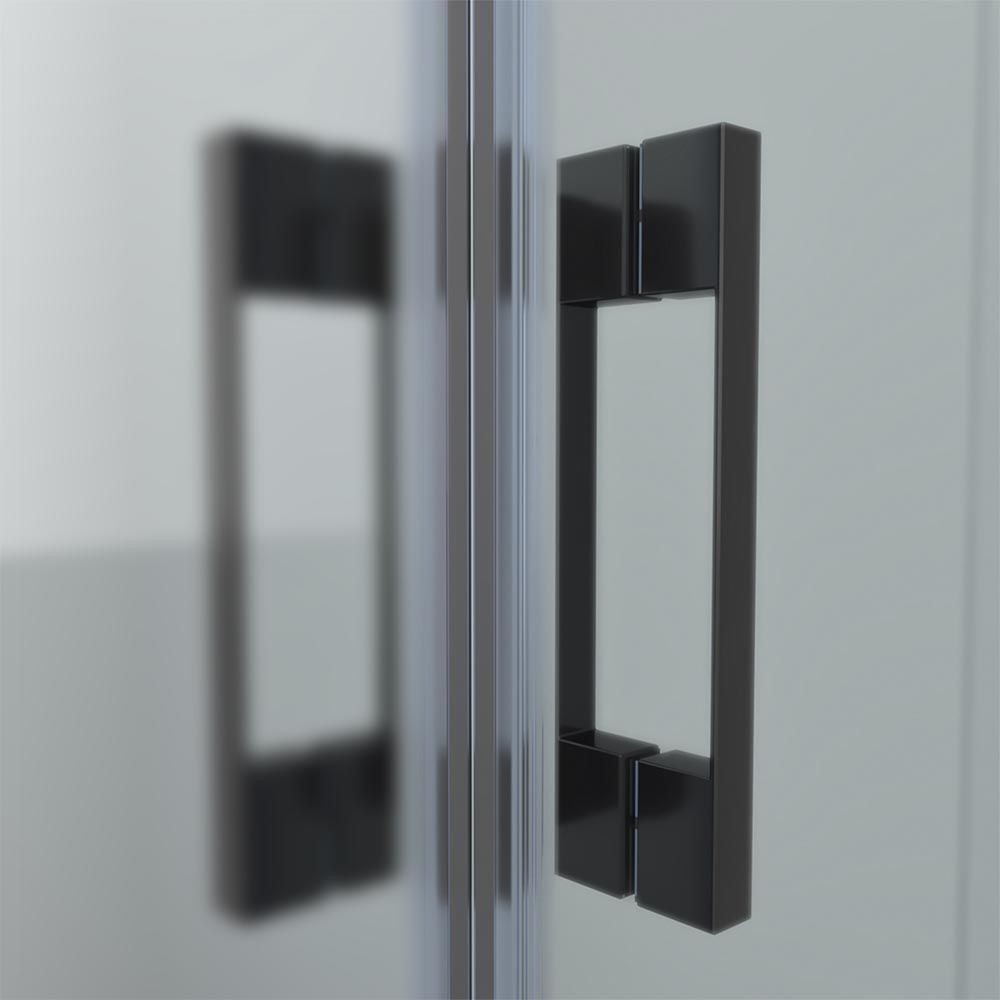 Mampara de ducha frontal FLARE 1 fijo -1 puerta corredera cristal mate. Sin perfil inferior. Acabado NEGRO MATE - Imagen 2
