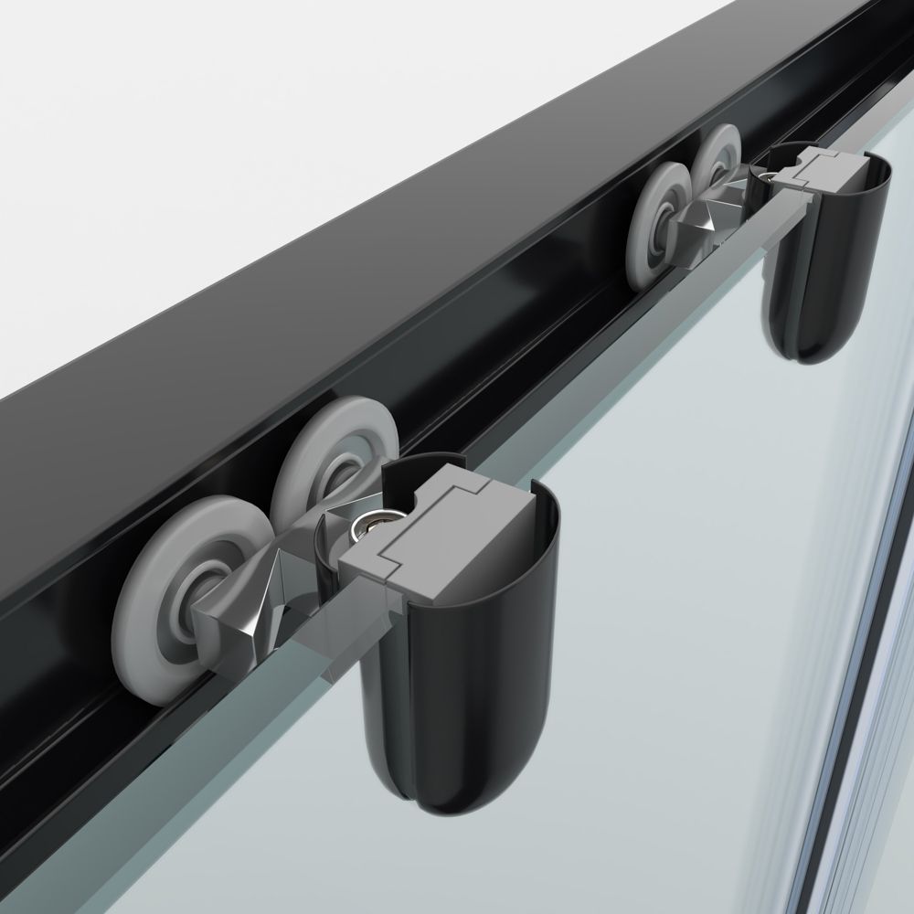 Mampara de ducha frontal FLARE 1 fijo -1 puerta corredera cristal mate. Sin perfil inferior. Acabado NEGRO MATE - Imagen 3